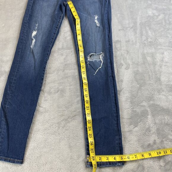 Adriano Goldschmied Womens 26R Denim Jeans Stevie Slim Straight Ankle Distressed - Picture 4 of 9